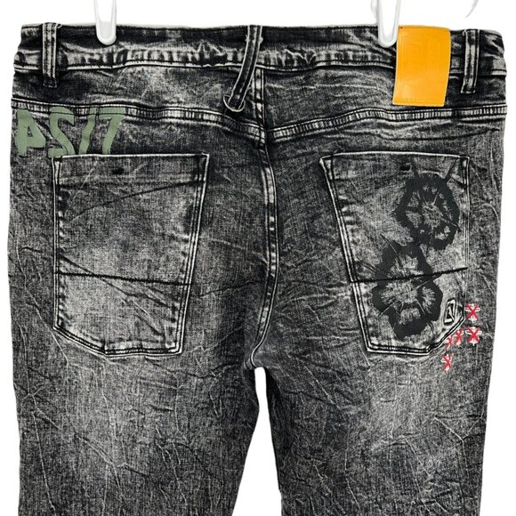 Dreamland Men's Denim Jeans Size 38 Maneuver Pierced Rinse Black 1st Gen - Picture 4 of 11